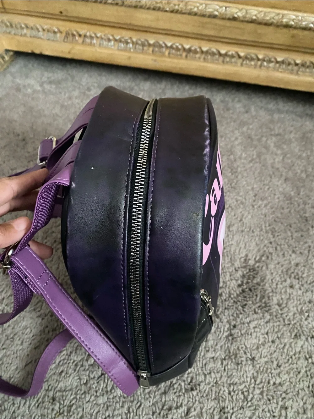 Scream Call Me' Ghost Print Mini Backpack - Purple/Pink